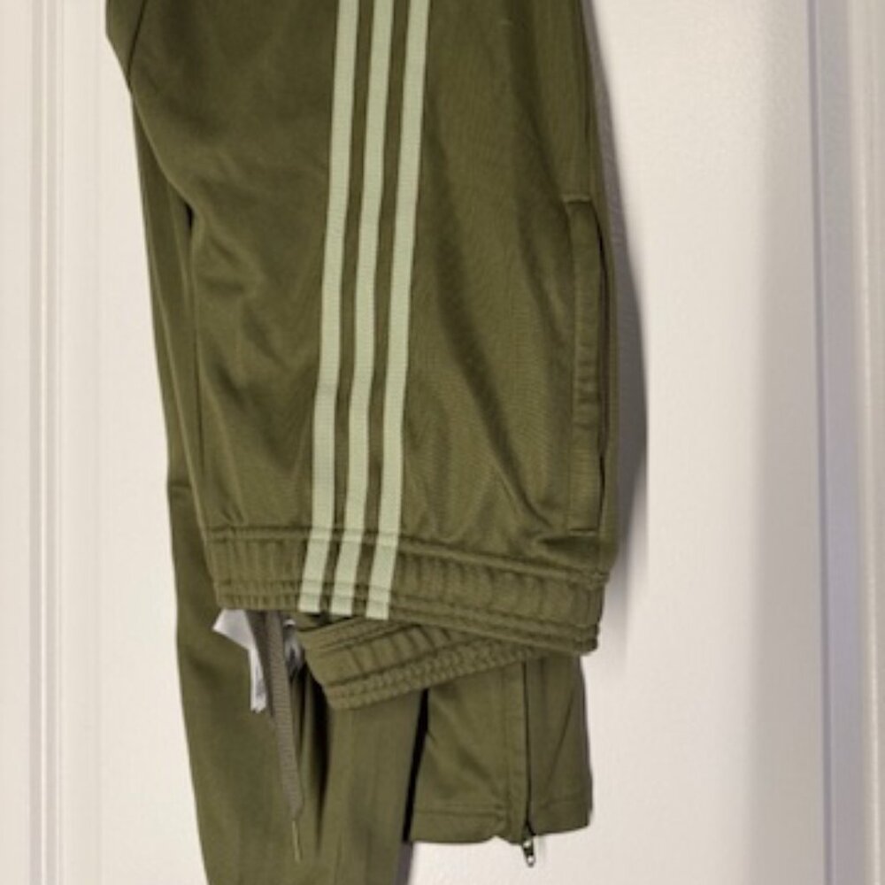 Olive Green Men’s Track Pants with Side Stripes
